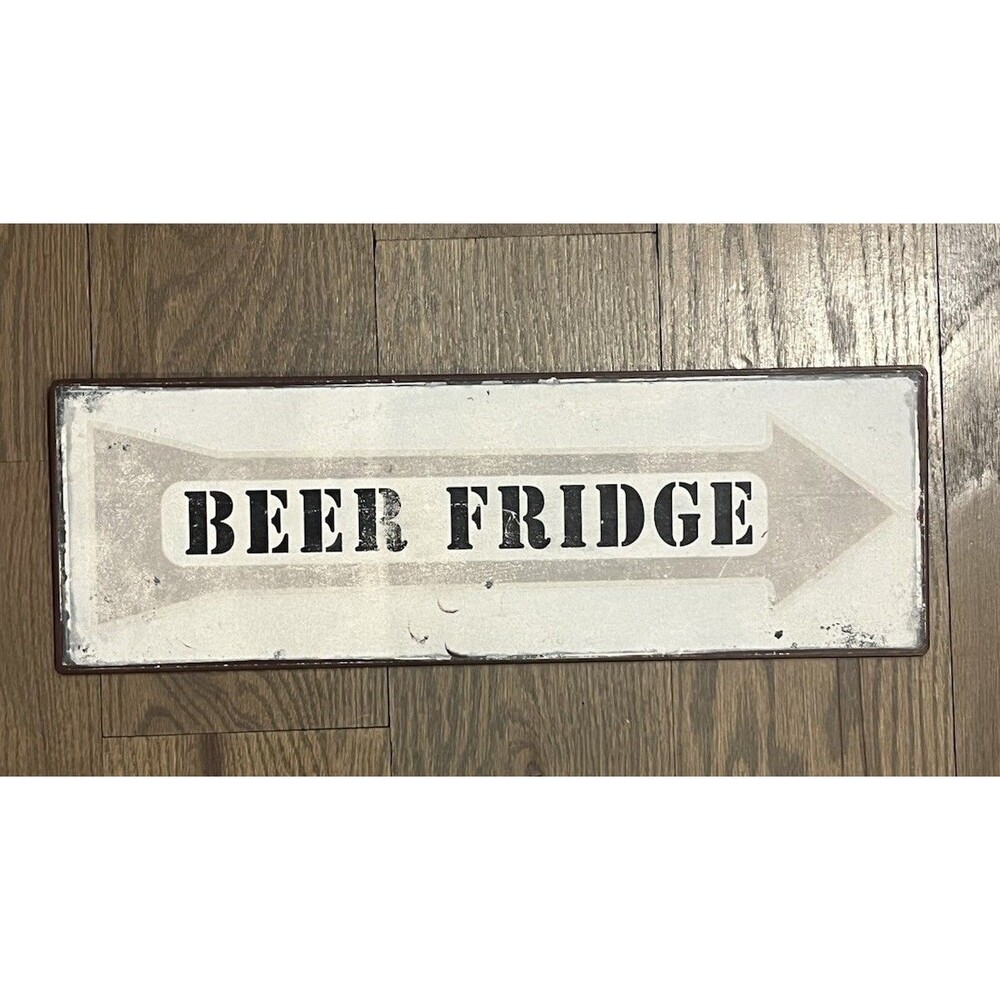 Beer Fridge Arrow Wall Sign | Rustic Farmhouse Bar Decor | Metal Man Cave Sign